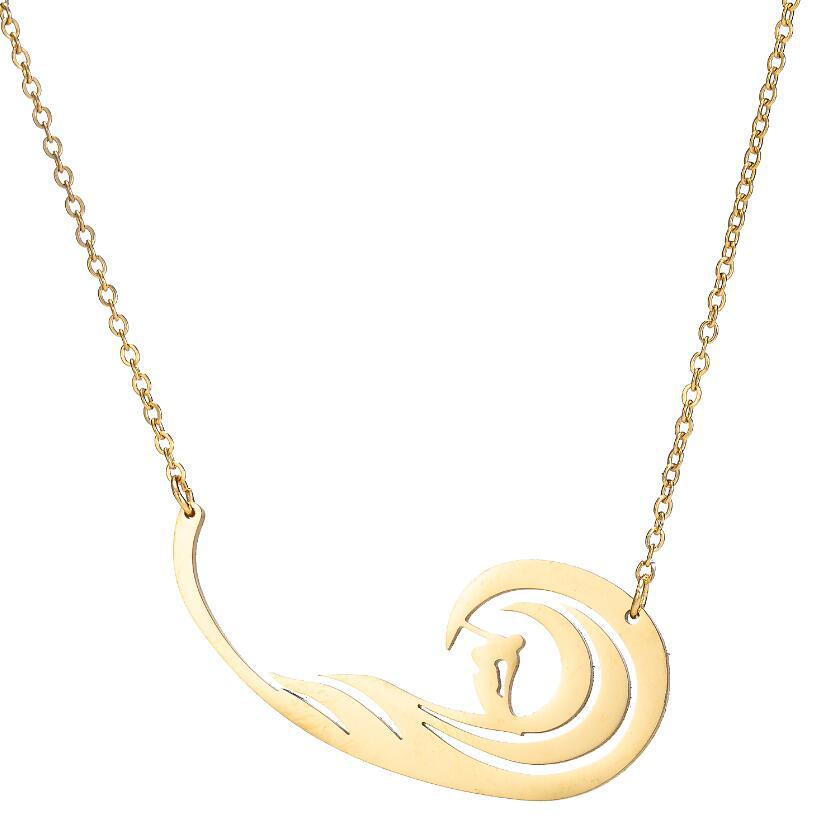 

10PCS Surfing Extreme Sports Necklaces Stainless Steel X-sports Surf Korean Ocean Sea Water Wave Outdoor Pendant Choker Collier for Women