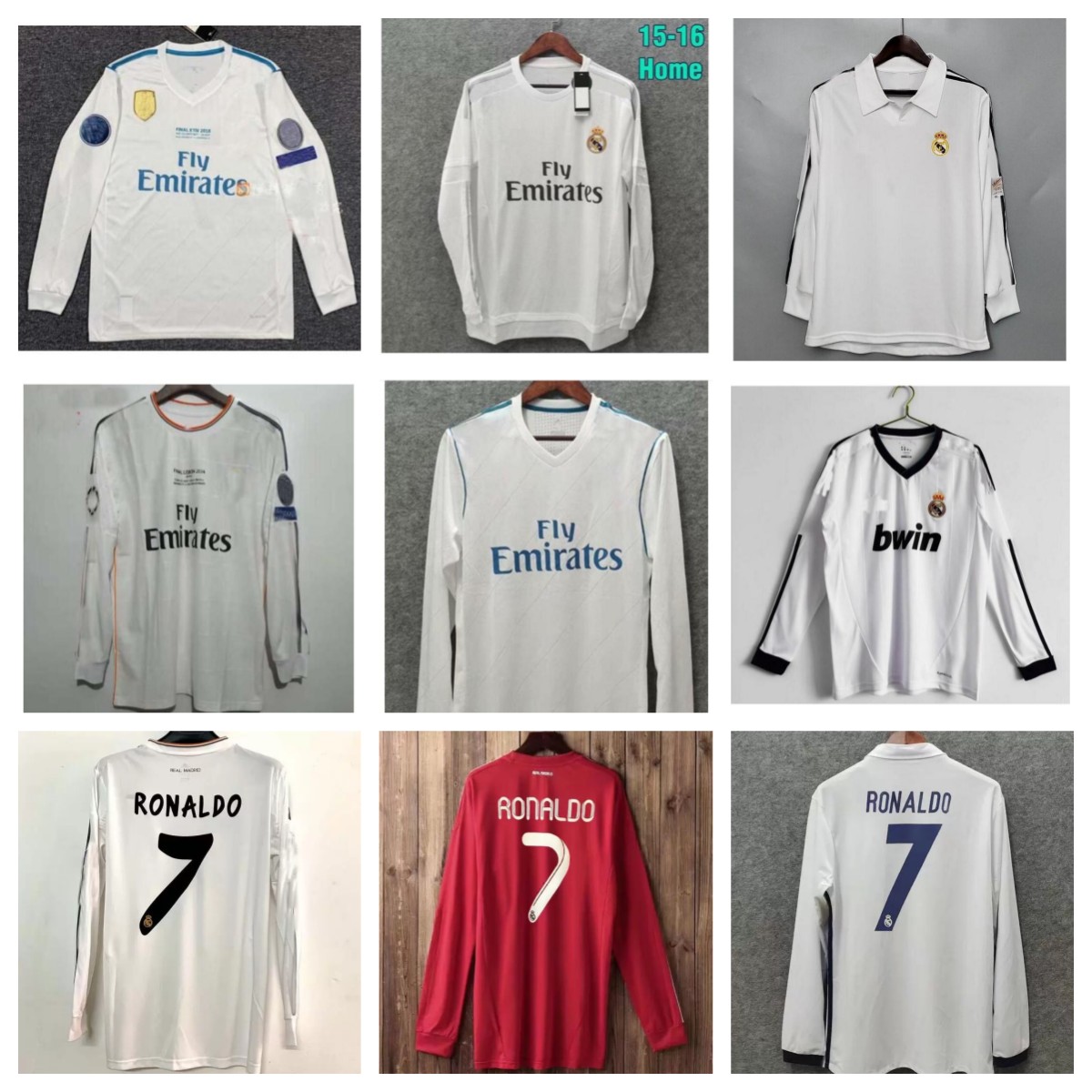 

eal Madrids Retro Newest Football Jerseys GUTI Ramos McManaman 10 11 12 13 14 15 16 RONALDO ZIDANE 17 18 2005 2006 classic Soccer shirt home and away Long sleeve, 01