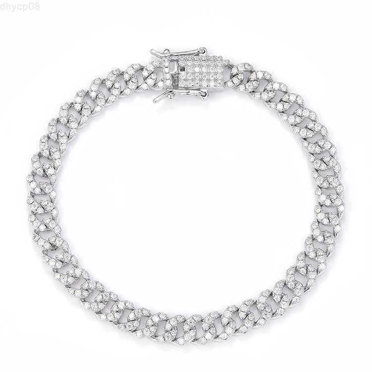 

Hotsale Hip hop wholesale single row 6mm 925 Wide cuban link necklace with Moissanite diamond cuban chain jewelry