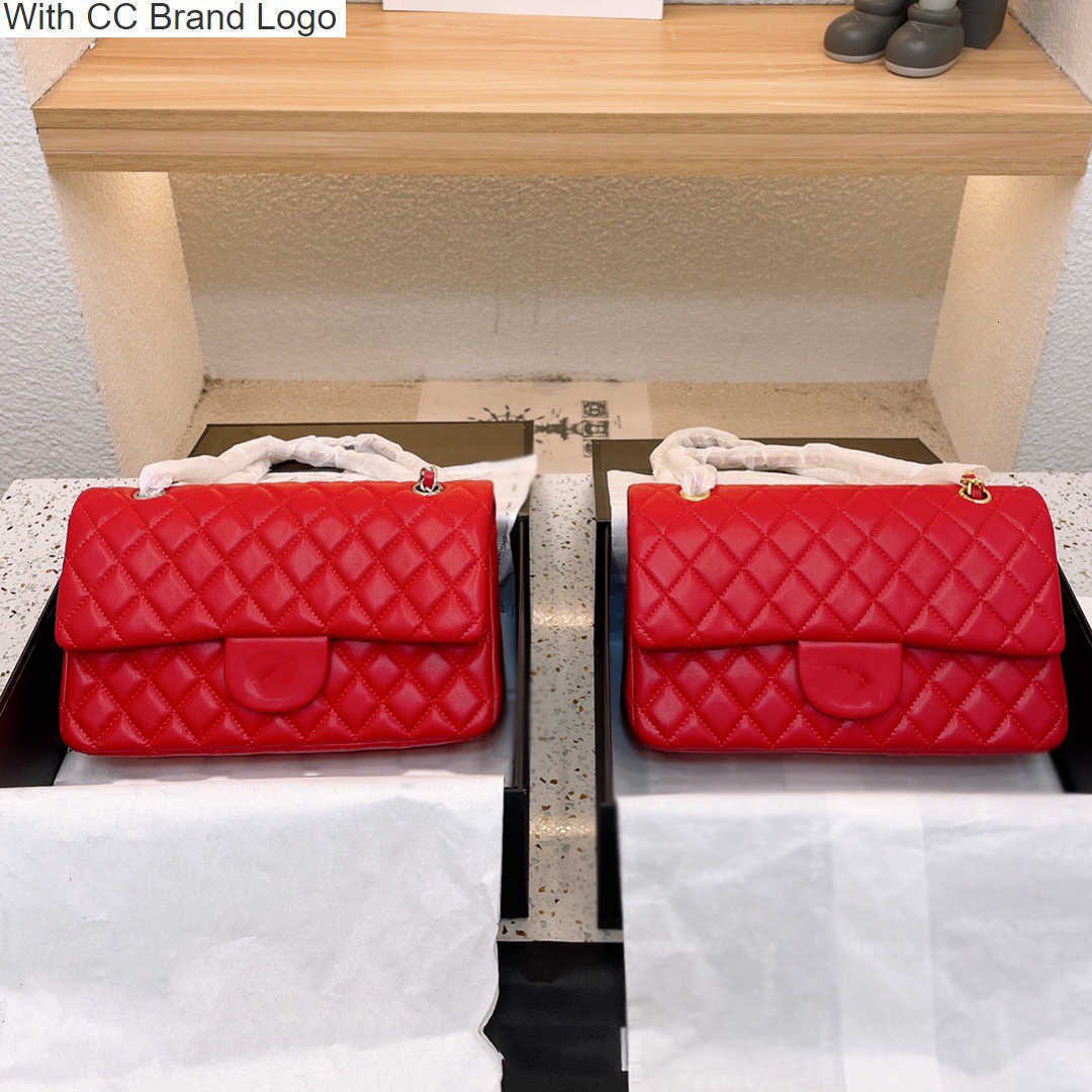 

Luxury CC Shoulder Bags Classic Double Flap Caviar Leather Bags Fashion Quilted Matelasse Womens Shoulder Bag Silver/Gold Hardware Chain Crossbody Bags Luxury D, Red