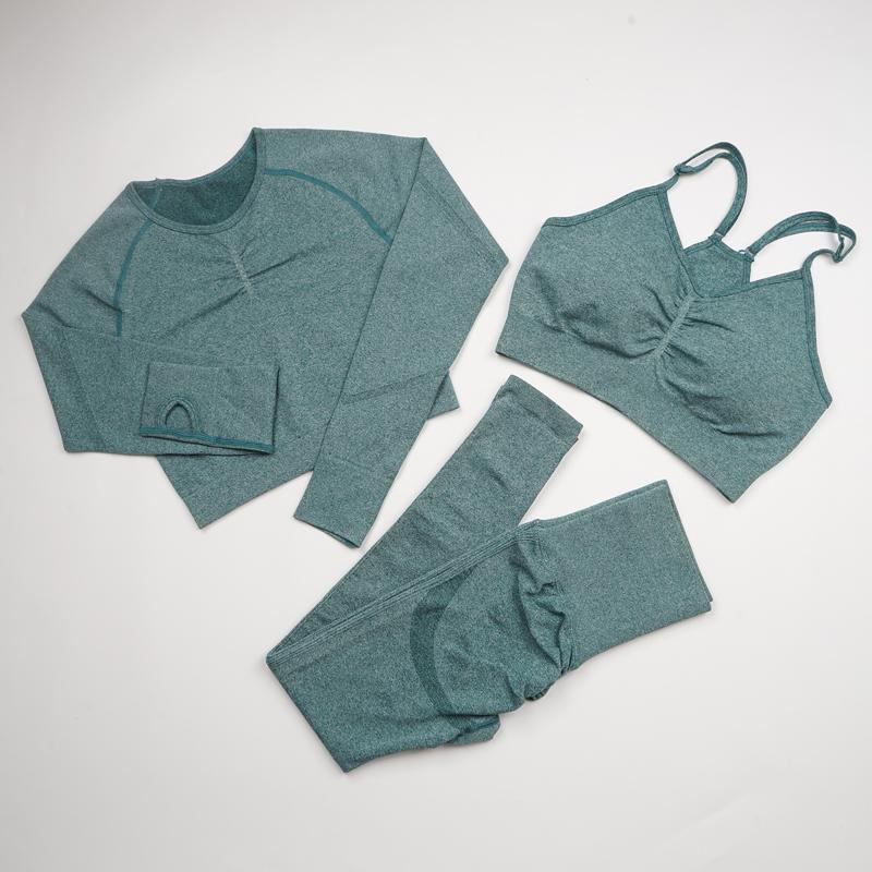 

Yoga Outfit Seamless Set Women Gym Clothes Sportswear Fitness Long Sleeve Underwear Tracksuit Leggings Bra Sports Suit, Brapantsblue