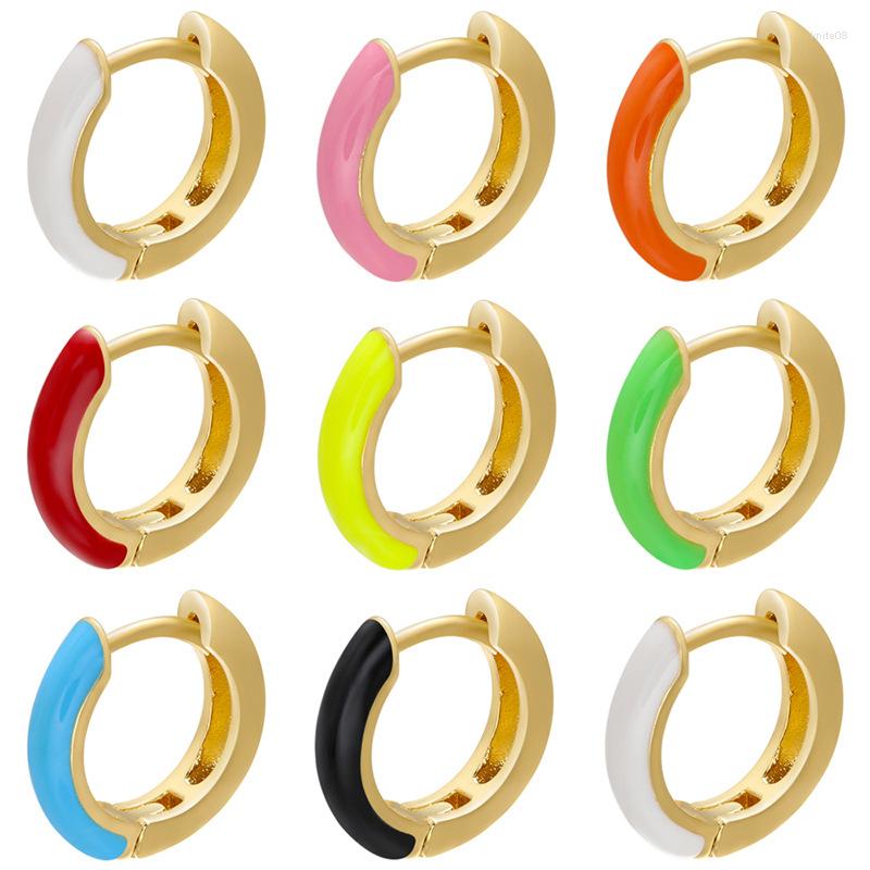 

Hoop Earrings Fashion One Pair Small Punk Women Multicolor Enamel Mini Earring For Neon Round Circle Ear Jewelry