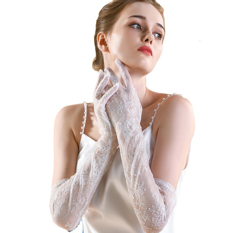

Five Fingers Gloves WG049 Exquisite Wedding Bridal Long White Lace Finger Women Ladies Bride Bridesmaid Sheer Opera 230225