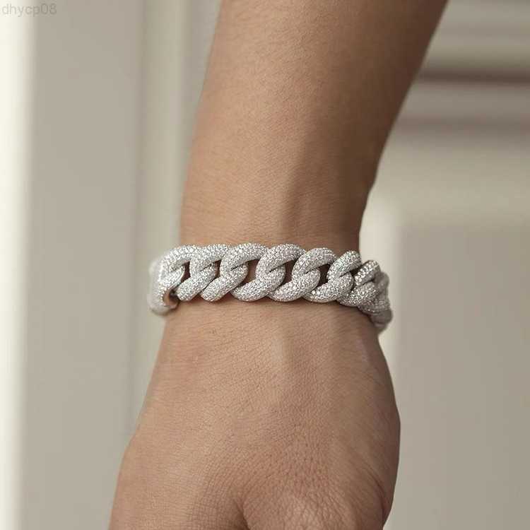 

Hotsale 15mm 7/8/9inch custom product Iced out miami cuban bracelet with shine moissanite diamond cuban jewelry