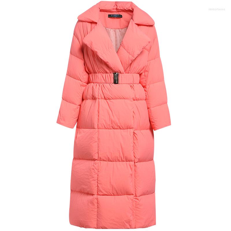 

Women' Trench Coats 2023 Women Winter Coat Orange Parkas Space Cotton Thick Sustans Long Quality Jacket Adjustable Waist Overcoat Casual