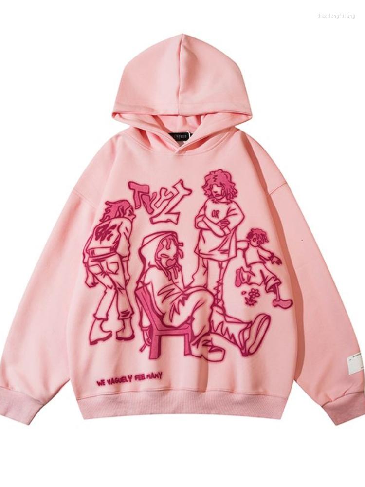 

Women' Hoodies Streetwear Harajuku Y2k Clothes Japanese Cartoon Print Casual Loose Punk Gothic Preppy Style Spring Autumn Sweatshirts, Pink
