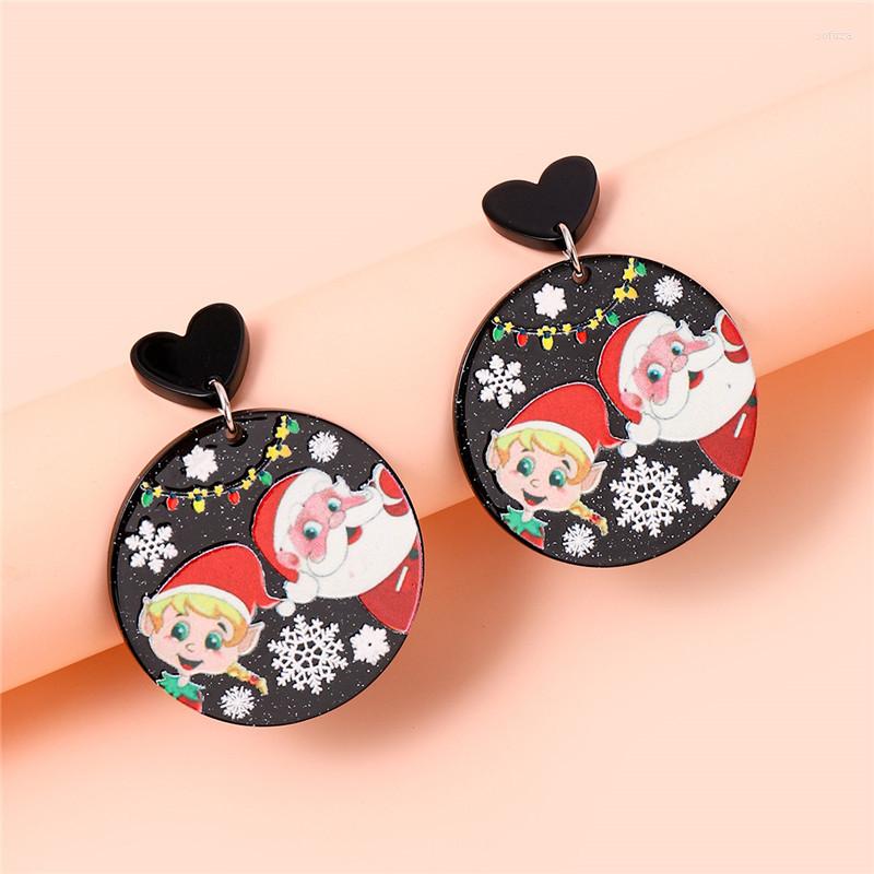 

Stud Earrings Acrylic Cartoon Christmas Snowman Bells Santa Claus Tree Accessory Jewelry