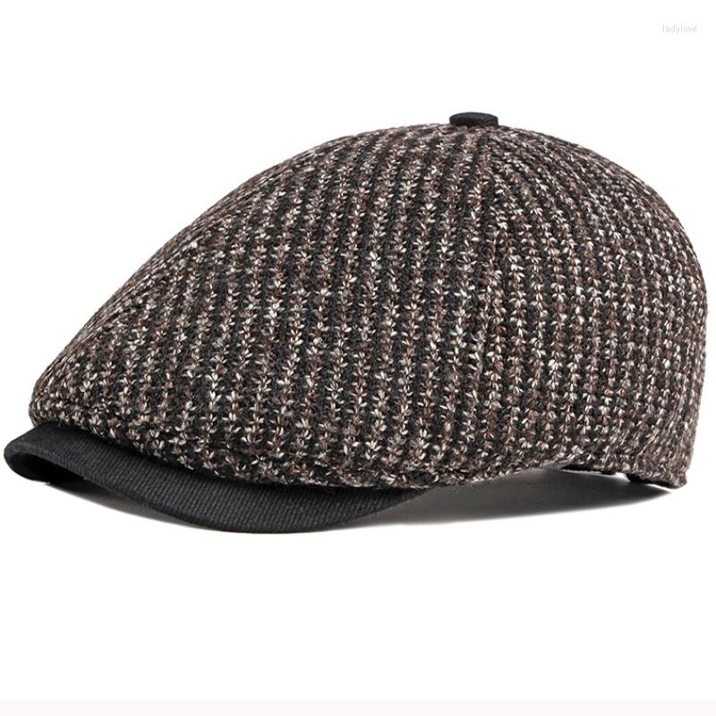 

Berets HT2869 Autumn Winter Hat Men Women 6 Panels Ivy Octagonal Sboy Cap Artist Painter Retro Knitted Beret Caps, Black
