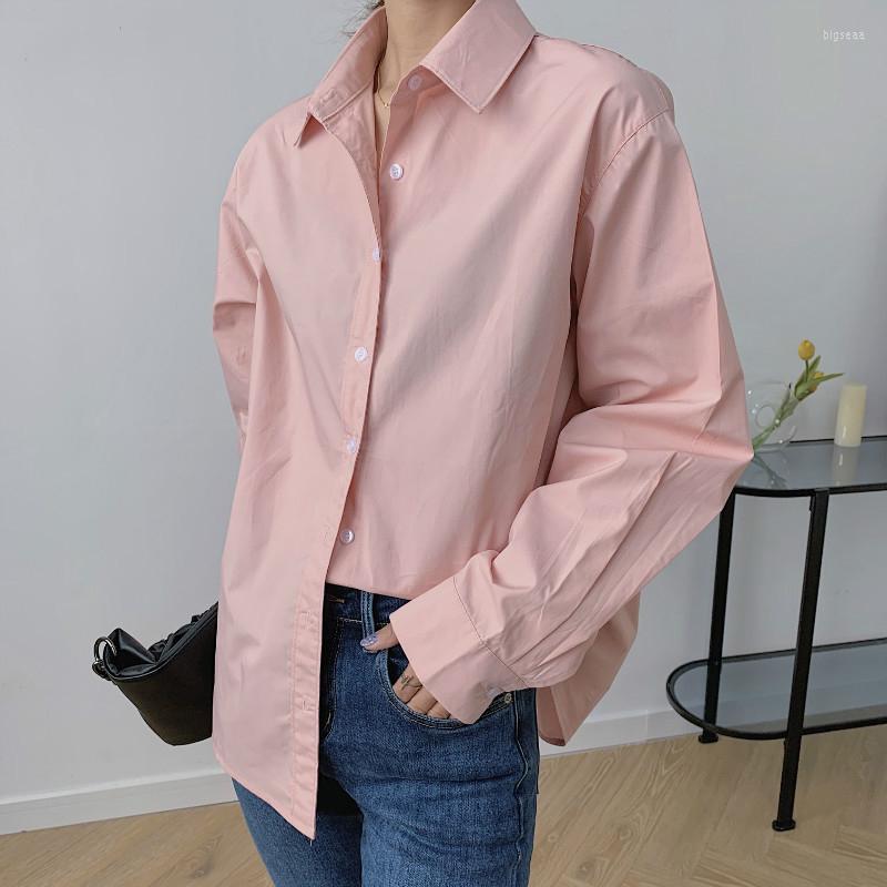 

Women' Blouses Fashion Women' Single Breasted Shirt Autumn Turn-down Collar Long Sleeve Females Shirts 2023 Elegant Korean Ladies Tops, Blue