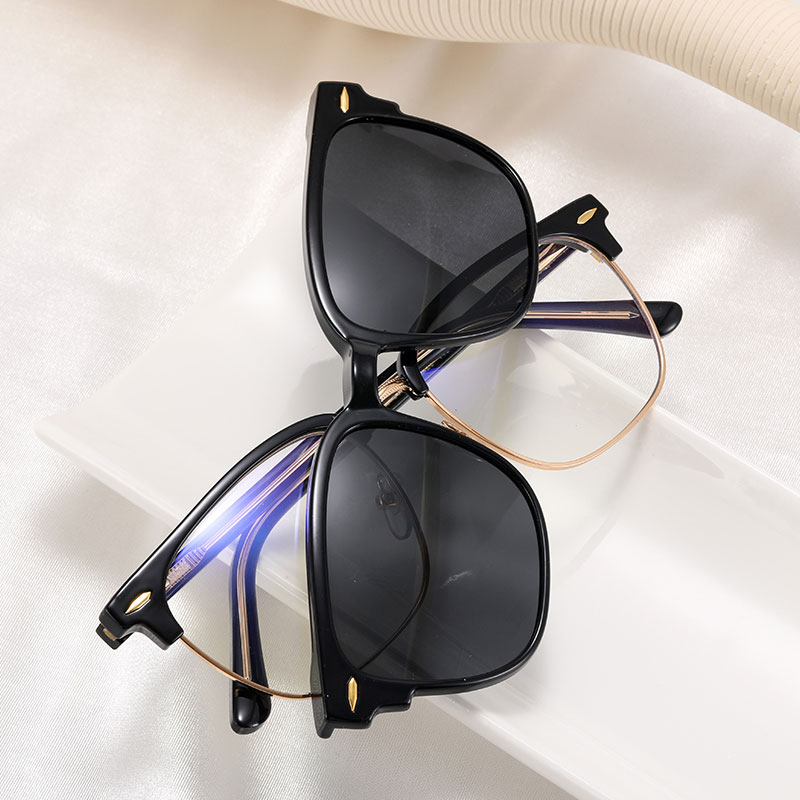 

Sunglasses Mimiyou Polarized Clips Square Women Rivet Anti-Blue Glass Frame Men Sun Glasses Brand UV400 Eyeglasses ShadesSunglasses