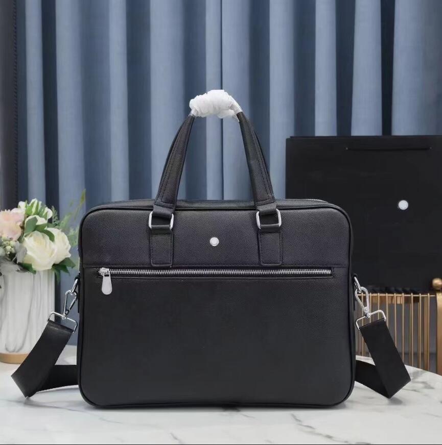 

New Men Shoulder Briefcase top quality cowhide Designer Handbag Business Laptop Bag Briefcases Messenger Bags Totes Men's Luggage Computer Handbags 39CM 8018, Black