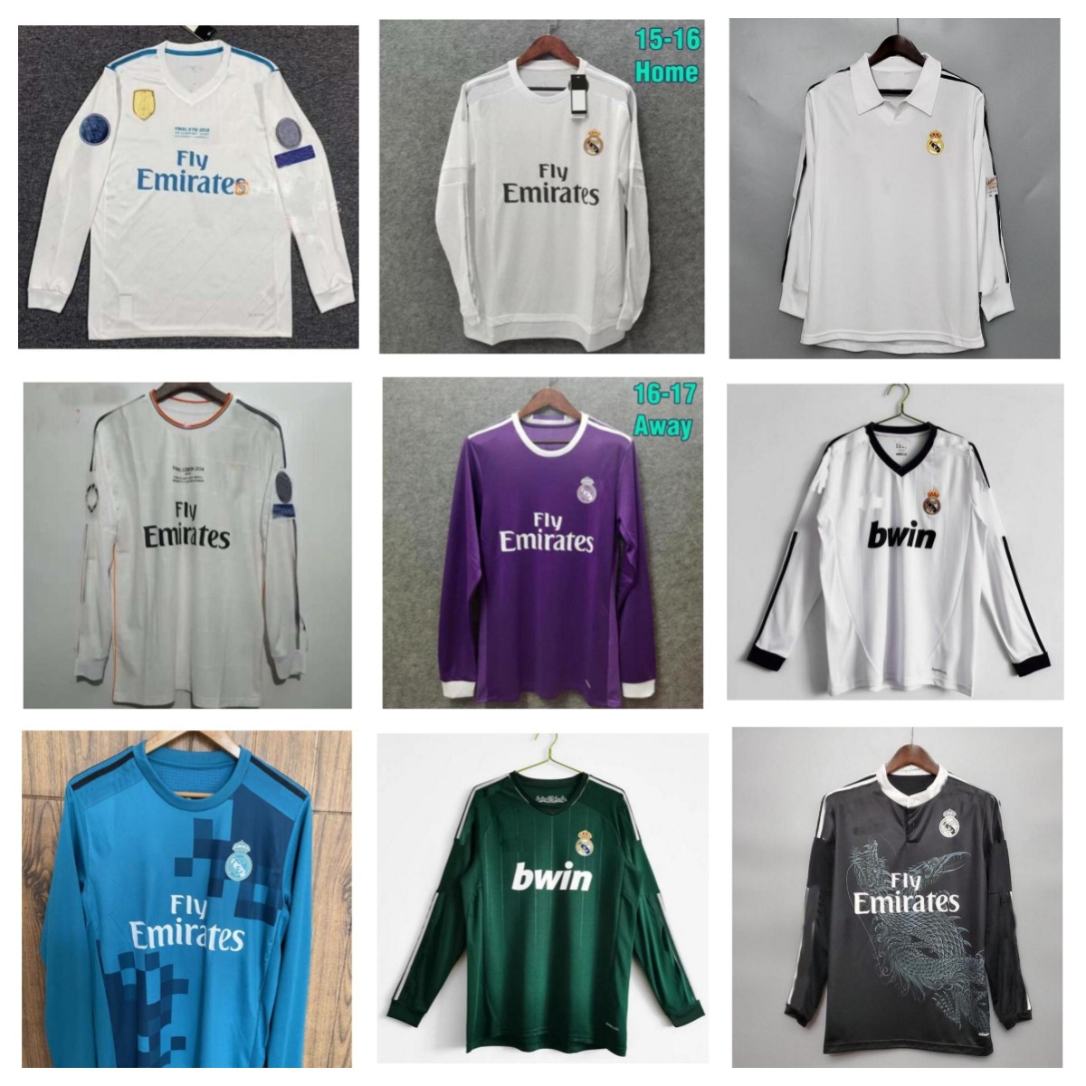 

eal Madrids Retro Football Jerseys GUTI Ramos McManaman 10 11 12 13 14 15 16 RONALDO ZIDANE 17 18 2005 2006 classic Soccer shirt home and away Long sleeve, 01