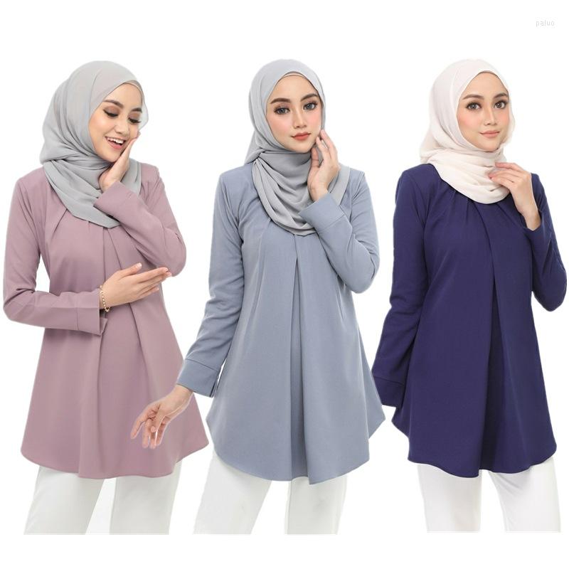 

Ethnic Clothing Gir's Blouse Long Sleeve Casual Women Top Islamism Blouses For Muslim Many Colors Fashion