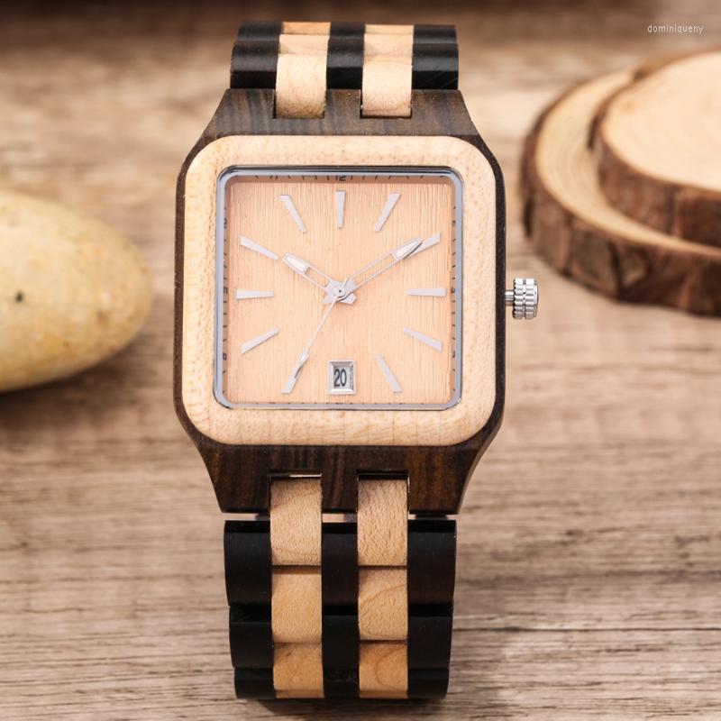 

Wristwatches Simple Bamboo Wood Watch Mens Watches Calendar Clock Male Full Wooden Band Quartz Men's Wrist Gifts Relogio MasculinoWristw, Colorful wood