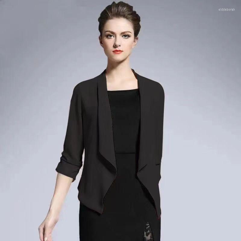 

Women's Jackets Business Office Women Blazer Solid Color Long Sleeve Lapel Open Front Short Black Suit Jacket For Women's Coat X284, Hei
