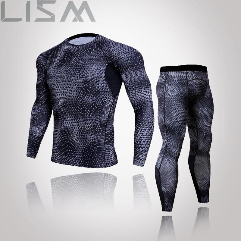 

Men' Thermal Underwear Clothing Suits Winter Workout Compression Tights Fitness T-Shirt Quick Dry Tracksuit