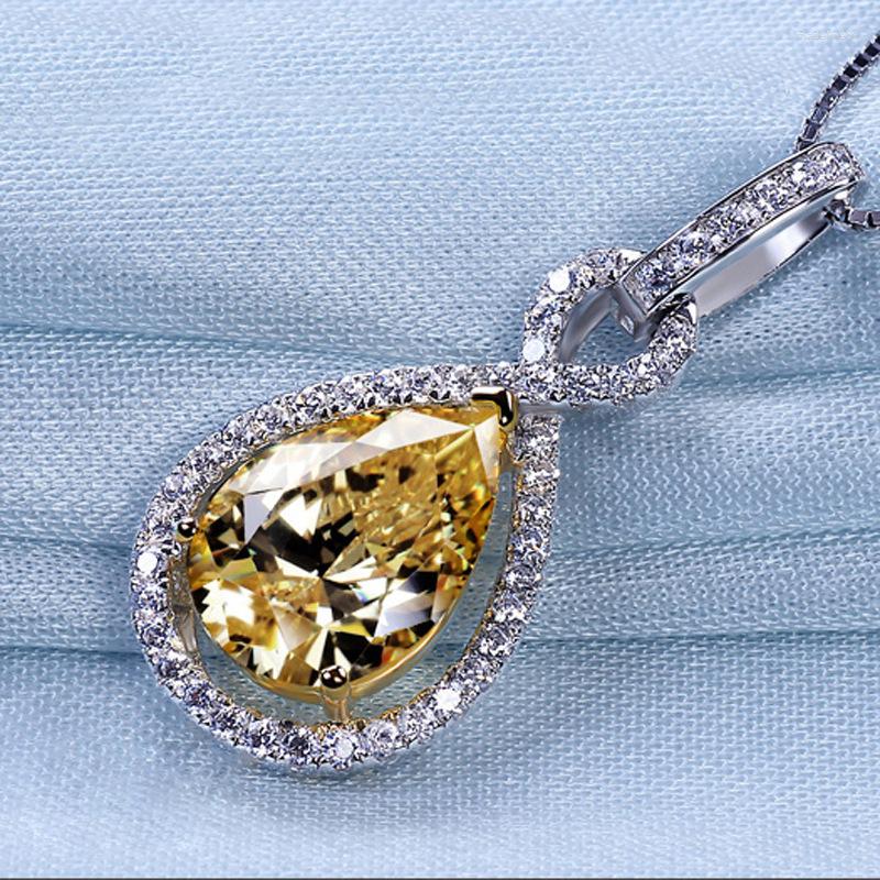 

Chains High Quality Water Drop Yellow Zircon Rings For Women Wedding Party Engagement Jewelry Gift