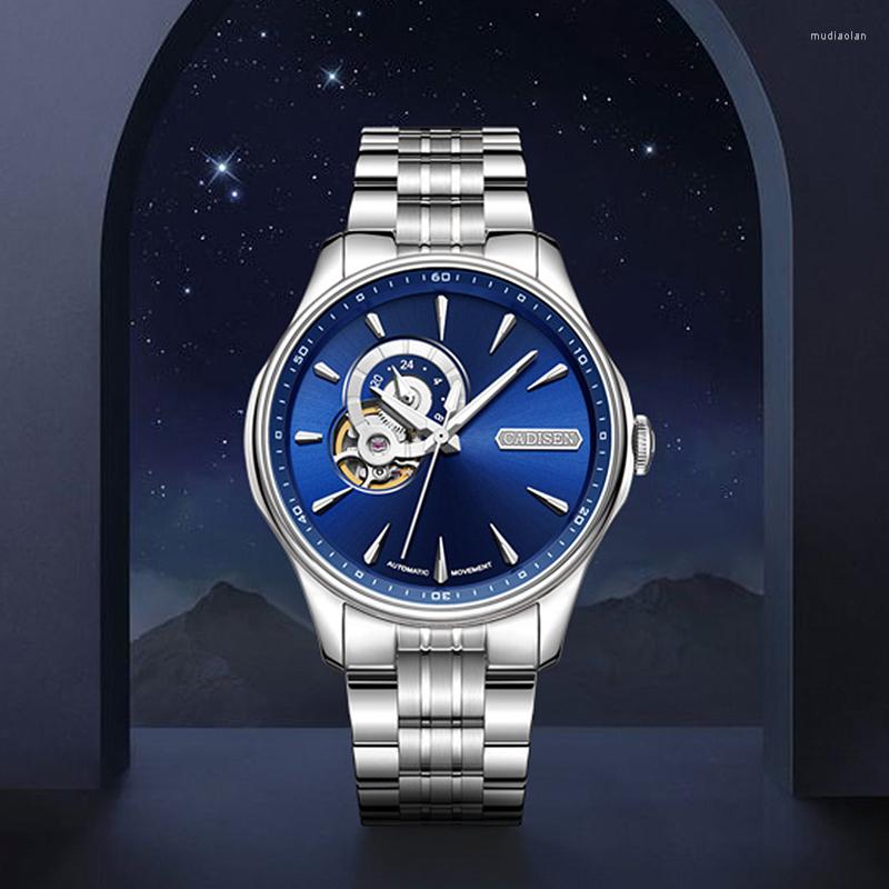 

Wristwatches CADISEN 2023 Men's Mechanical Watches Automatic Watch For Men Skeleton Tourbillon Wristwatch Waterproof Clock, Black