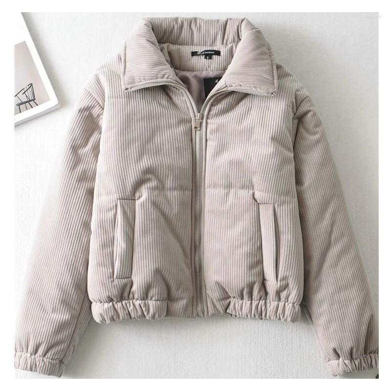 

Women' Trench Coats Europe And The Leisure Loose Corduroy Cotton-padded To Keep Warm Cotton Short Winter Collar With Thick Coat, White