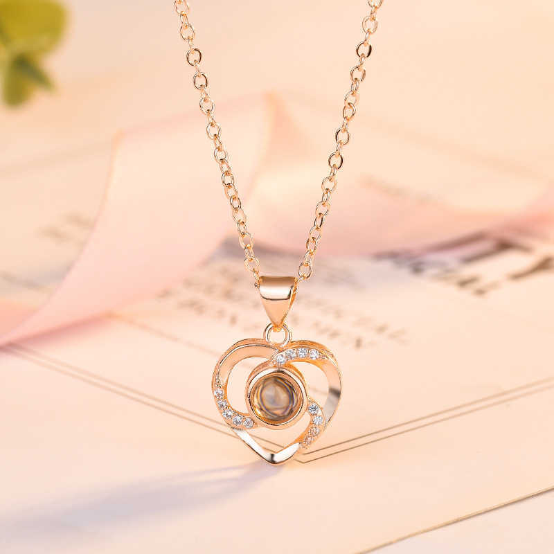 

one hundred language projection necklace Korean version eternal love female shape