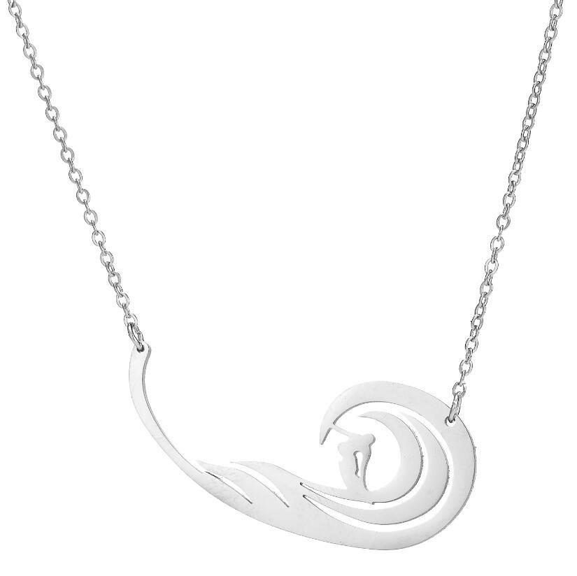 

Surfing Extreme Sports Necklaces Stainless Steel X-sports Surf Korean Ocean Sea Water Wave Outdoor Pendant Choker Collier for Women