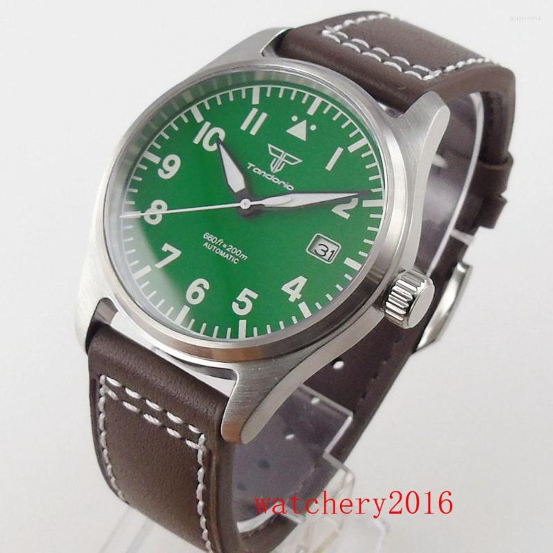 

Wristwatches Sterile Super Green Luminous Brushed 24 Jewels NH35A Diving Automatic Winding Men Watch Date 200M Waterproof Sapphire Crystal, No.4