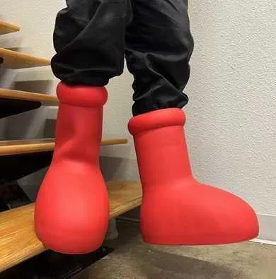

2023 Mschf Men Women Rain Boots Designers Big Red Boot Thick Bottom Non-slip Booties Rubber Platform Bootie Fashion Astro Boy Size 35-46 MoB, The same style as astro boy