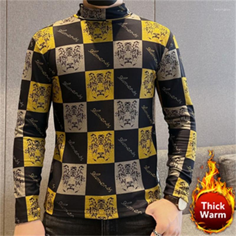 

Men's T Shirts 2023 Men Turtleneck Fashion Brand Long-sleeved Pullover Casual Personality Pattern Comfortable Funny Tee Homme Fall, Picture 7