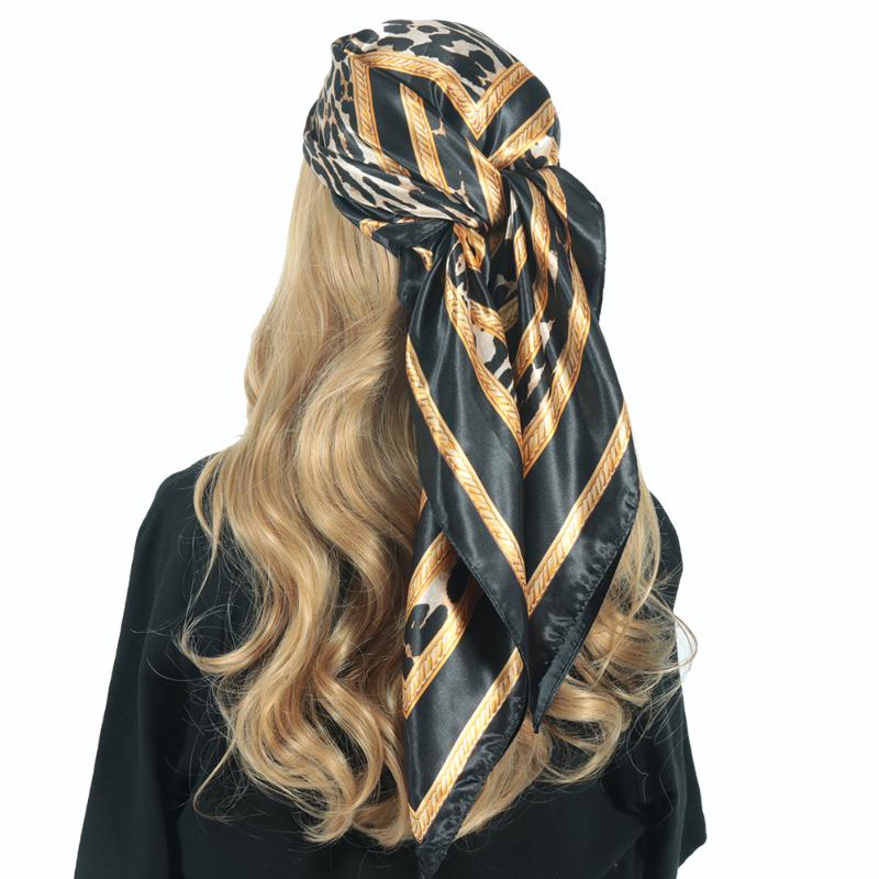 

Scarves Fashion Silk Scarf Print Headscarf Foulard Femme 90X90CM Square Headband Hair For Iadies Scarftop Women Luxury Bandana