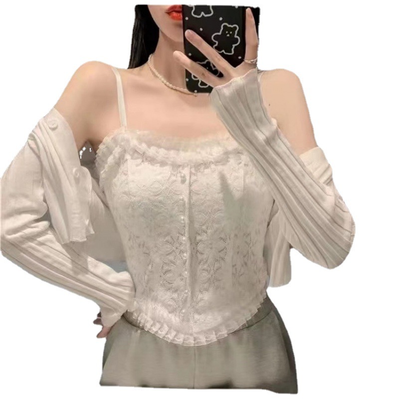 

Sexy Lace Small Suspender Vest Women's Outer Wear Beautiful Back Underwear Fish Bone Breast Top F314, Multi
