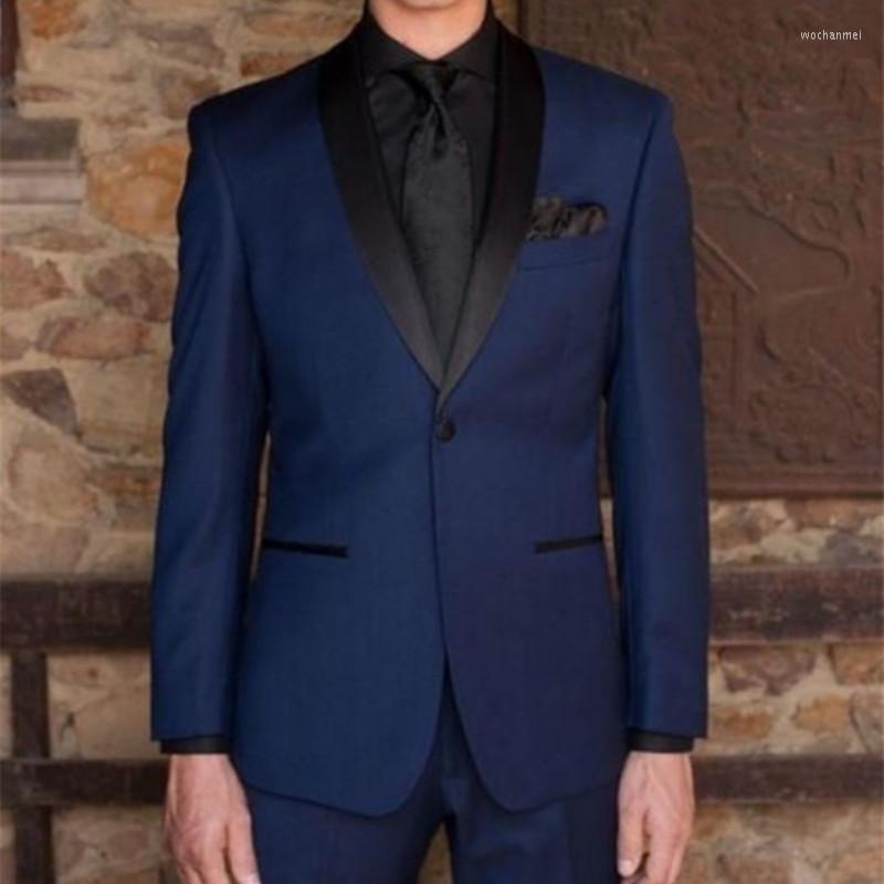 

Men's Suits NoEnName_Null Handsome Blue Wedding For Men Suit Black Shawl Lapel Groom Tuxedos (Jacket Pants Tie) One Button Mens, Dark grey