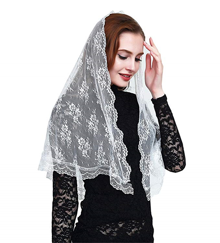 

Wedding Hair Jewelry Black White Lace Catholic Mantilla Chapel Church Vintage Veil Head Covering Scarves Latin Mass Velo Negra Mantille 230225