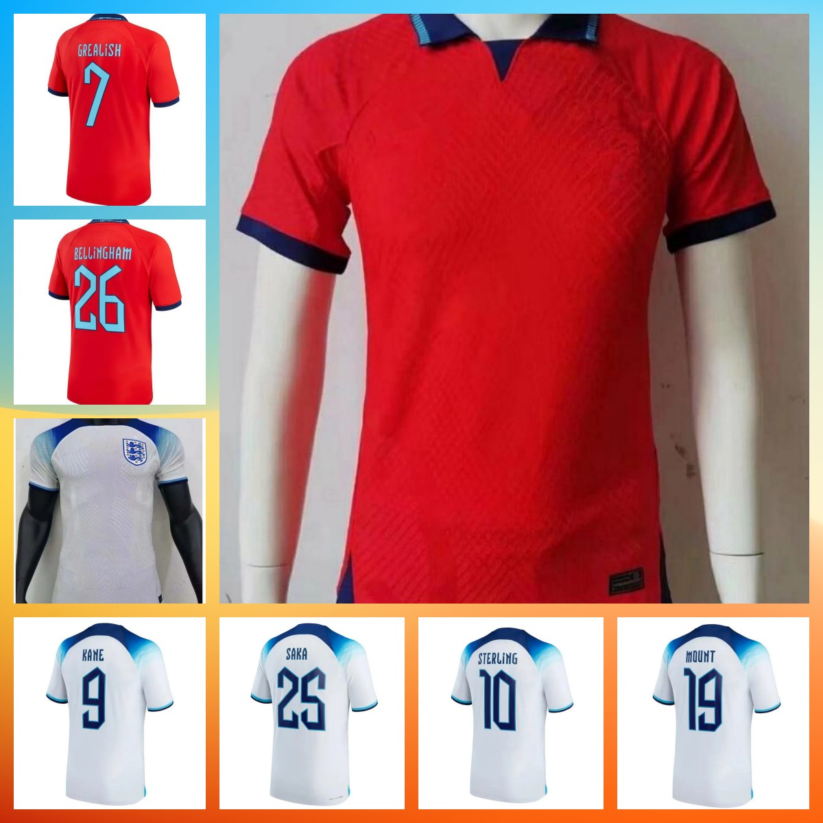 

player version Newest Soccer jerseys 2022 World Cup KANE STERLING RASHFORD SANCHO GREALISH MOUNT FODEN SAKA 22 23 national eNGLanDS football shirt Men sets uniform, 01