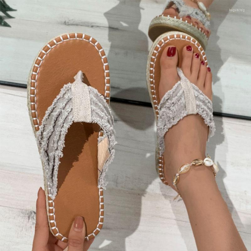 

Sandals Summer Platform Slippers Women Flats Plus Size 35-43 Flip Flops 2023 Trends Dress Casual Slides Open Toe Shoes, White