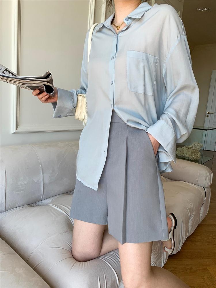 

Women' Shorts Suit Women' Summer Thin High-waist A-line Five-point Pants Slimming Design Casual Trousers Woman, Black