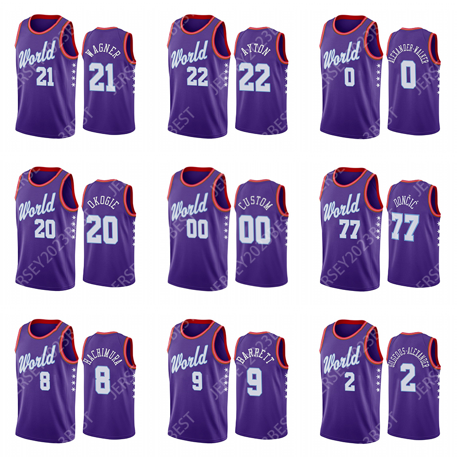 

2021 Rising Star World Team RJ Barrett Rui Hachimura Luka Doncic Shai Gilgeous-Alexander Basketball Jersey Custom, White
