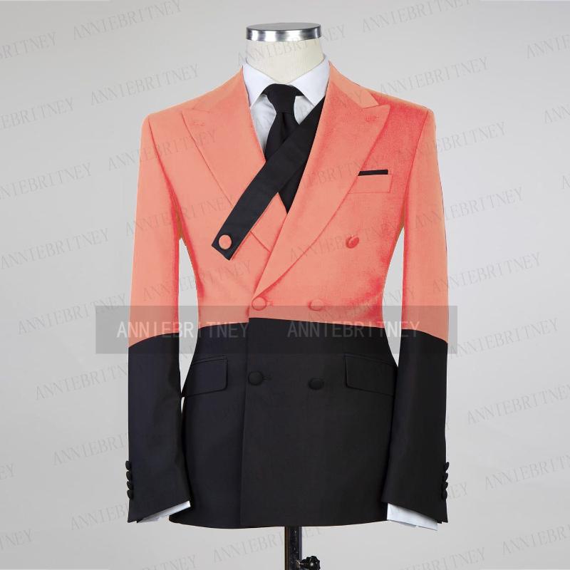 

Men's Suits & Blazers Latest Coral Red Mens Suit 2Pcs Custom Made Man Groom Wedding Tuxedo Fashion Party Prom Performance Blazer Pants Set, Beige