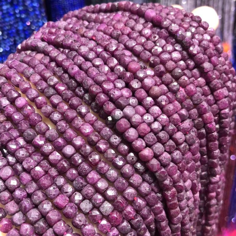 

Beads Other Natural Stone Square Faceted Rubyed Beaded Loose Isolation For Jewelry Making DIY Necklace Bracelet Accessories 4mmOther