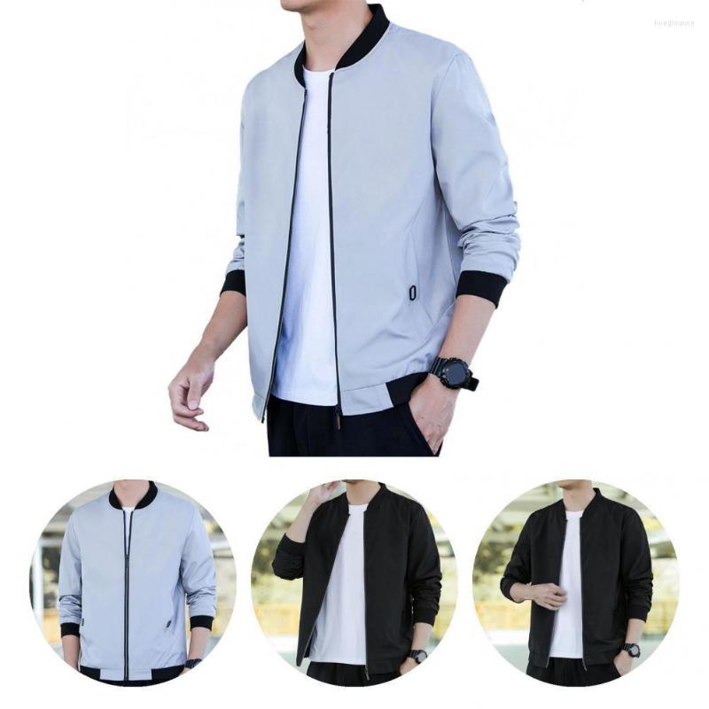 

Men's Jackets Soft Terrific Simple Spring Jacket Lightweight Men Coat Stand Collar For Daily Wear, Dark blue