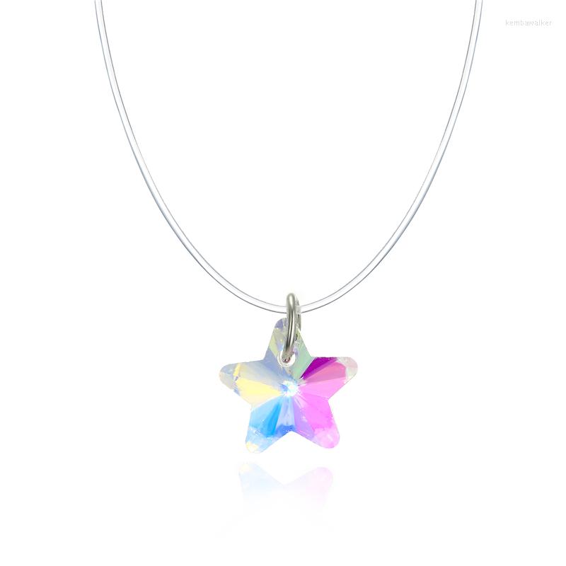 

Pendant Necklaces Dayoff Simple Women Star Chocker Invisible Chain Transparent Fishing Line Necklace Pentagram Choker N32
