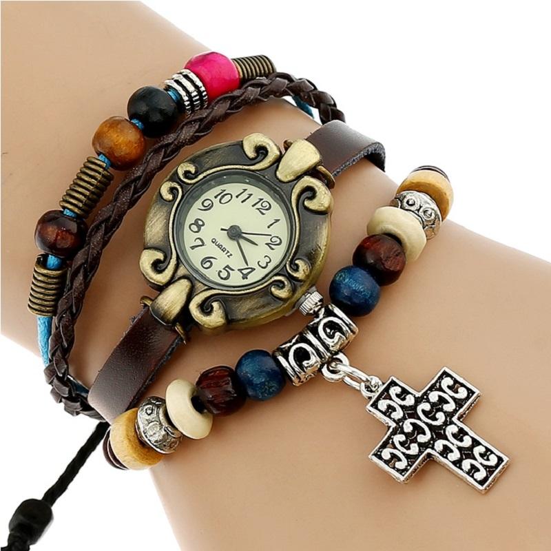 

Wristwatches Vintage Cross Strap Watch Womanwristwatch Old Fashion Retro Quartz-watch Relogio Masculino Feminino Montre Femme