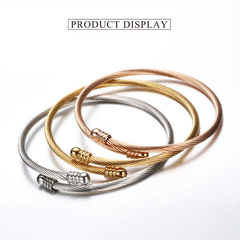 

Bangle Women's Fashion Jewelry Stainless Steel Wire Bracelets Silver/ Gold/ Rose Gold Cuff Bangles Female