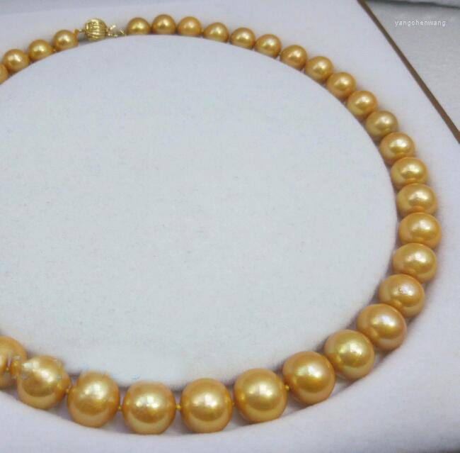 

Chains 11-12MM NATURAL GOLDEN PEARL NECKLACE 18" 36" YELLOW CLASP