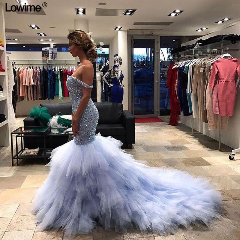 

Party Dresses Luxury Heavy Crystal Mermaid Prom Dress Gowns 2023 Off Shoulder Sweetheart Court Train Sparkly Formal Evening, Red