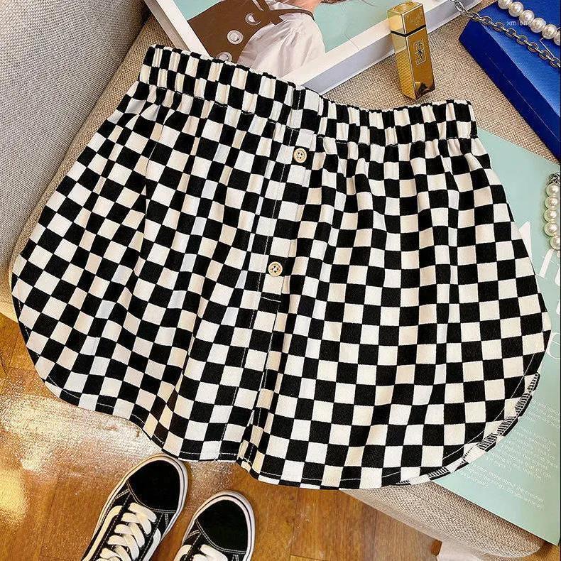 

Skirts 2023 Fashion Black And White Plaid Fake Shirt Detachable Underskirt Women Tail Blouse Hem Cotton Extender Mini Skirt