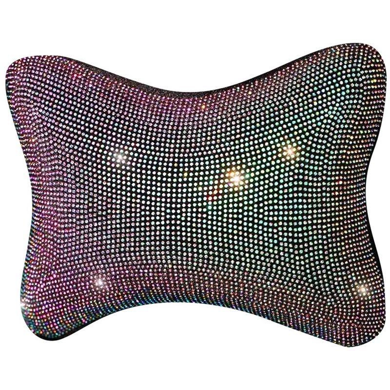 

Seat Cushions PU Rhinestone Crystal Head Pillow And Neck Support Headrest Suitable For Car Decoration