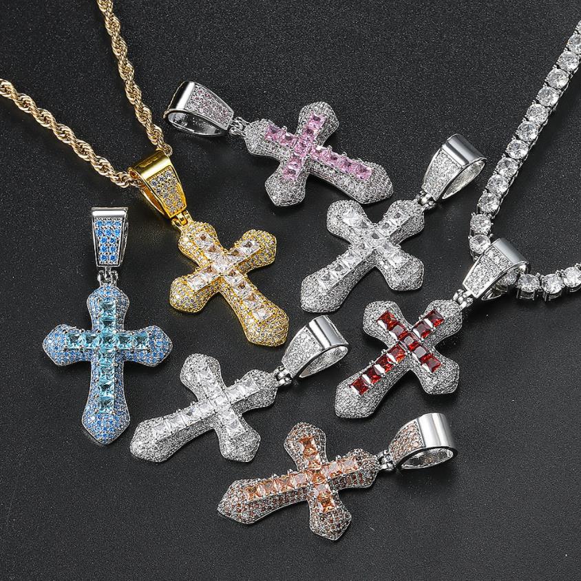 

fashion jewelry Charm Waterproof hiphop necklace zircon cross pendant necklace men personality jewelry rope chain
