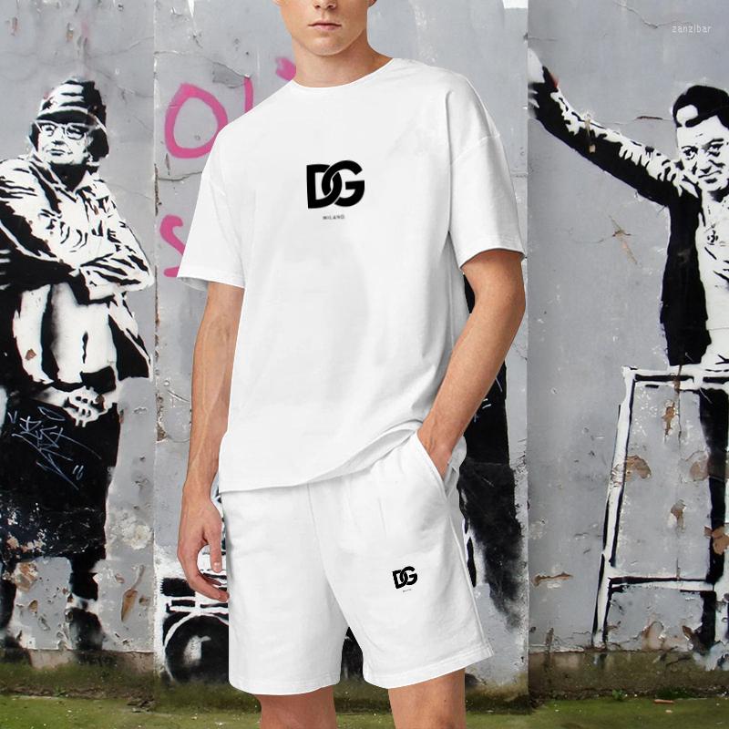 

Men' Tracksuits Short Sleeve Suit 2023 Summer Cotton White Solid Causal O-neck Basic Tshirt Male High Quality Classical Luxury Men Clothing, 12