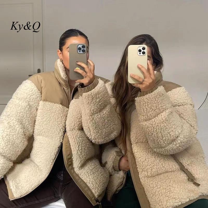 

Women s Jackets Winter Hooded Two Sided Wool Warm Unisex Parkas Coat Fashion Temperament Versatile Splice Overcoat Luxury Brand Design 230225, Olive green