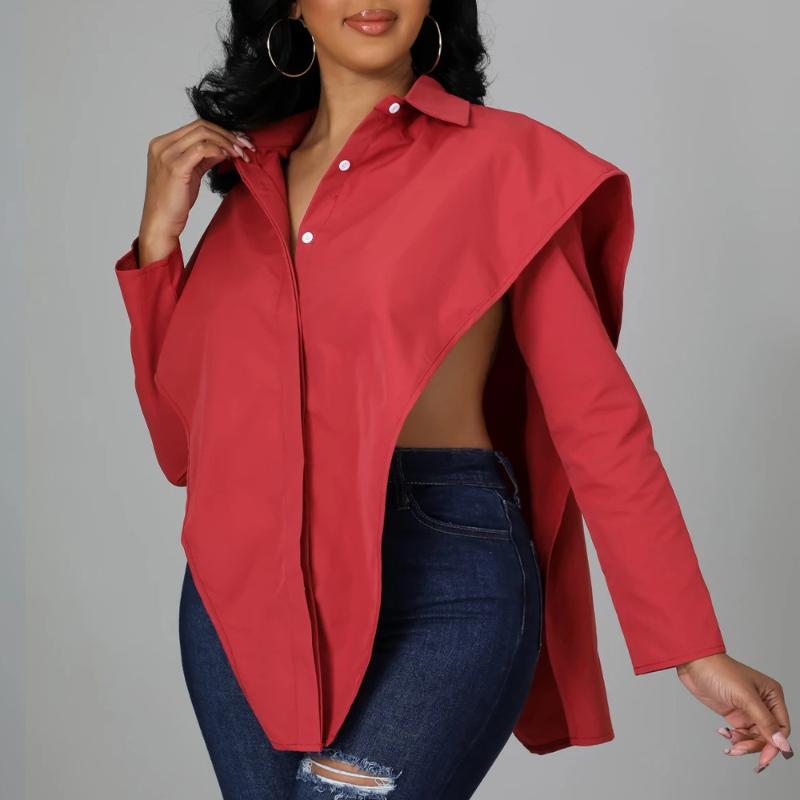 

Women' Blouses & Shirts 2023 Autumn Fashion Women Clothing Sexy Nightclub Loose Casual Solid Color Blouse Long Sleeved ShirtWomen, Black